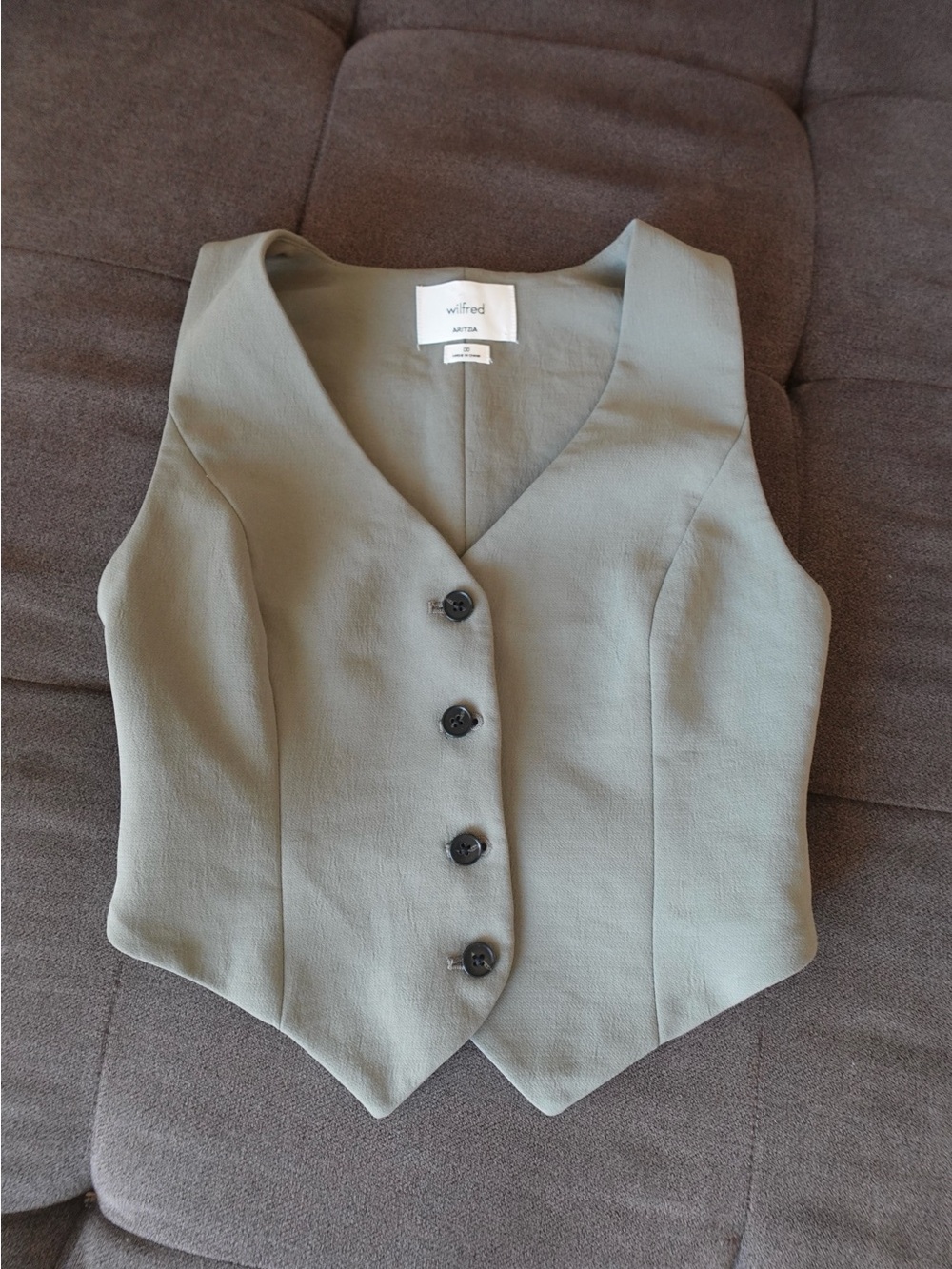 Wilfred Light Sage Green V-Neck Button Front Vest